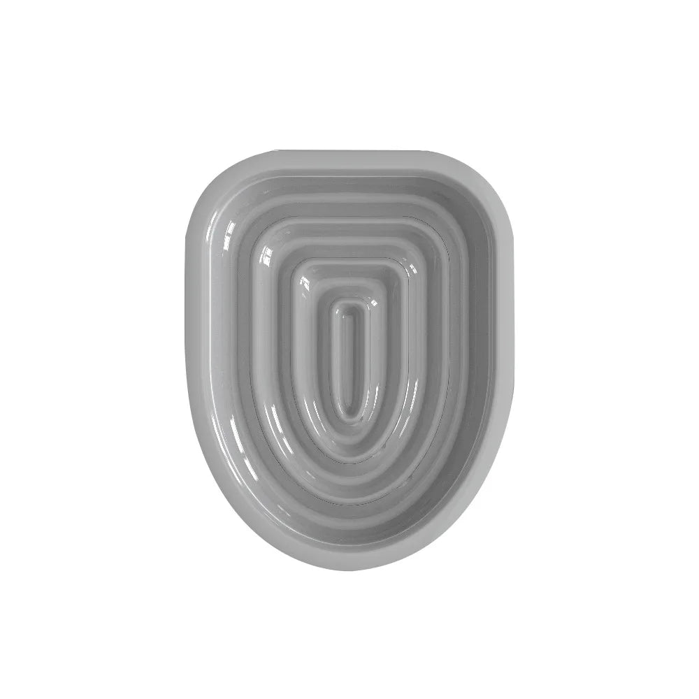 Plato de plástico gris claro y cóncavo para kit de inodoro de gato.