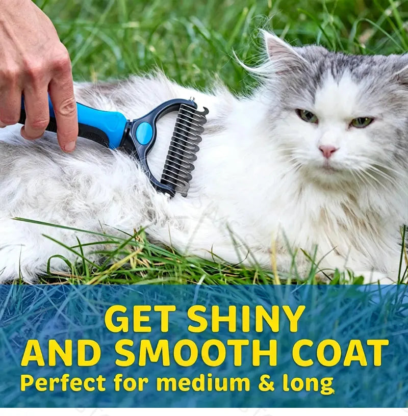Double-Sided Pet Grooming Comb for Detangling and Shedding