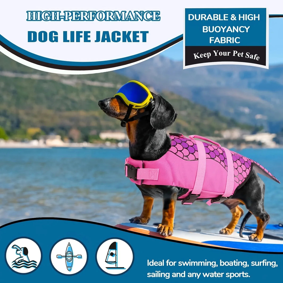 Shark & Mermaid Dog Life Jacket with Safety Handle
