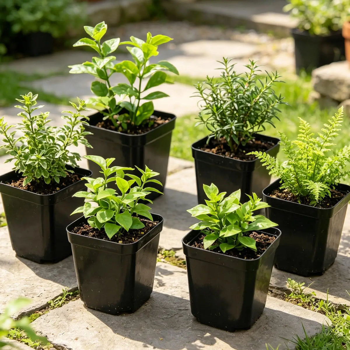 Mini Square Plastic Plant Pots with Drainage Holes for Seed Starting