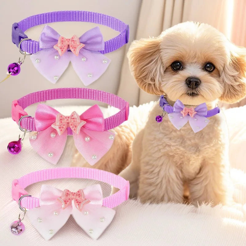 Adjustable Lace Bow Collar for Small Dogs and Cats