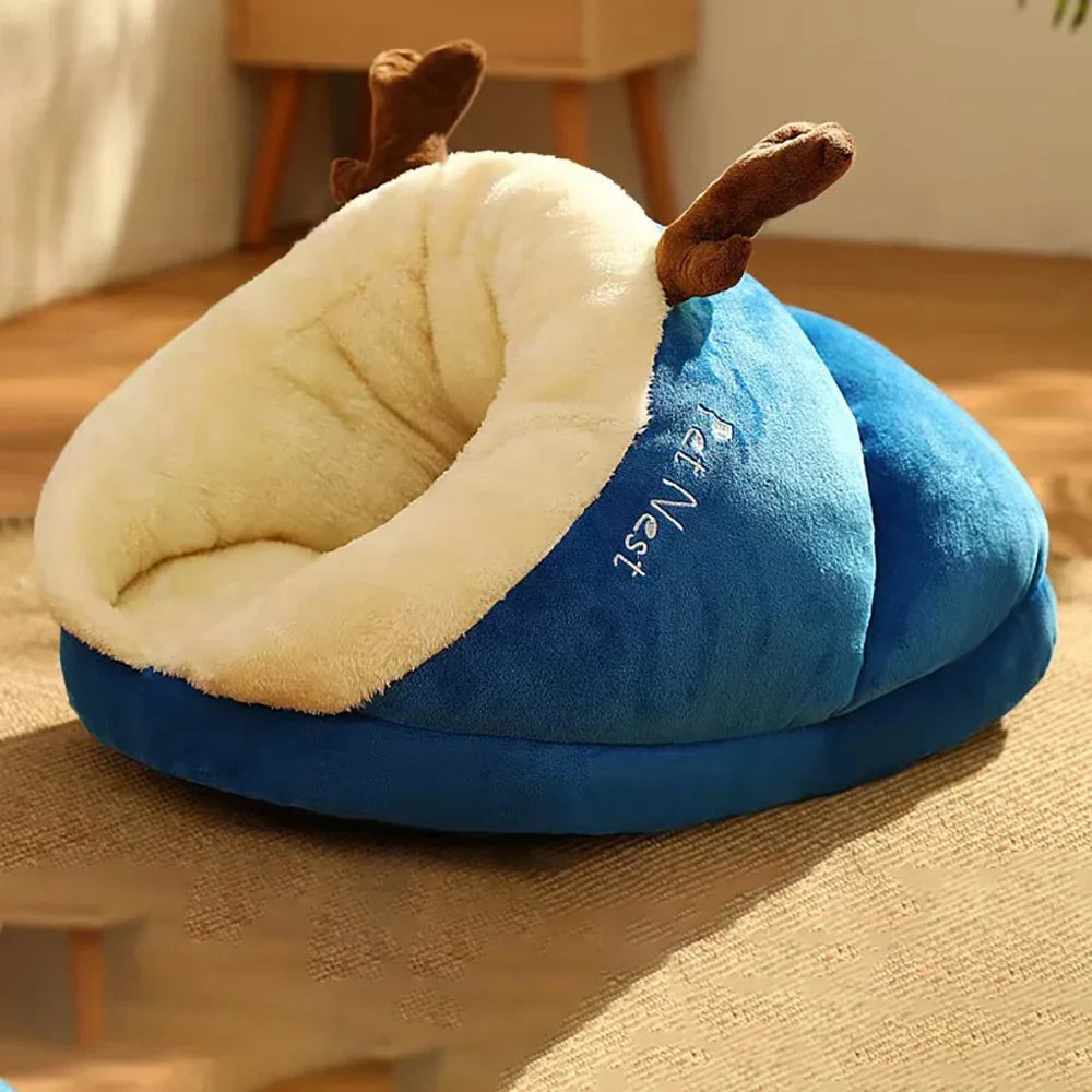 Cozy Plush Pet Bed Cave for Small Dogs and Cats