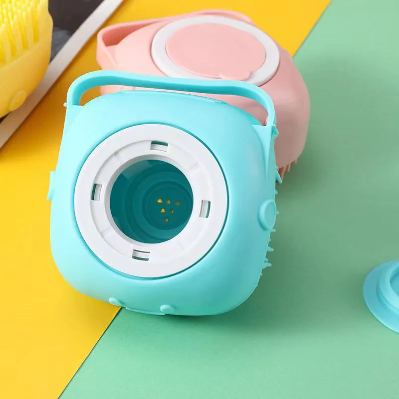 Silicone Pet Bath Massage Brush with Foam Dispenser