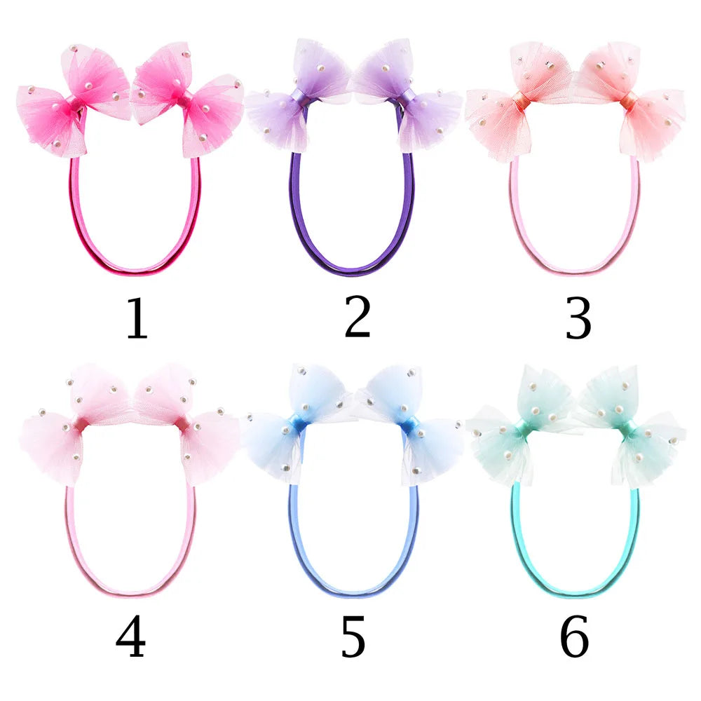 Adjustable Pearl Dog Bows with Elastic Bands for Stylish Pets