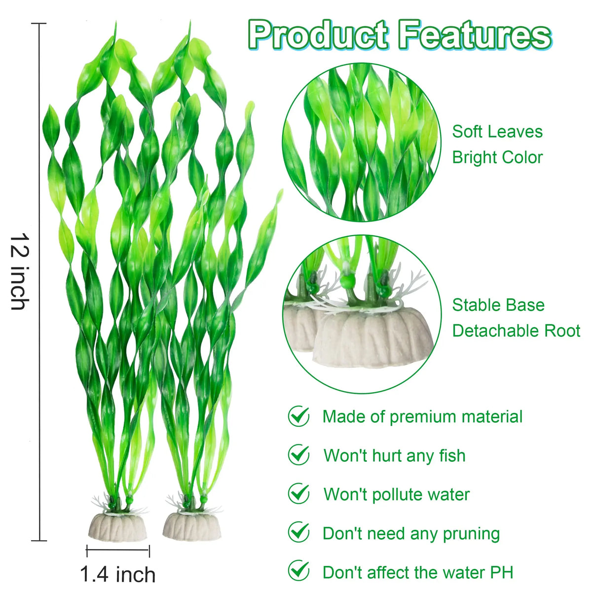Artificial Aquarium Plants with Ceramic Base