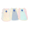 A set of three pastel-colored cooling dog vests for summer with UV protection.