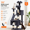 72-Inch Multi-Level Cat Tree with Scratching Posts, Condos & Hammock