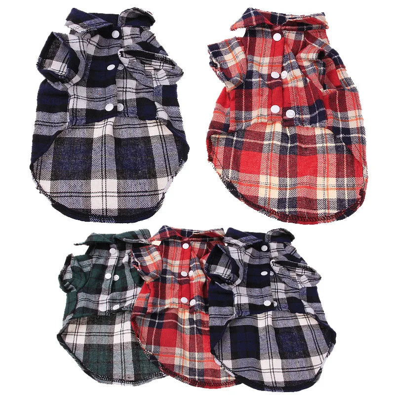 British Style Plaid Pet Shirt Jacket for Small Dogs and Kittens