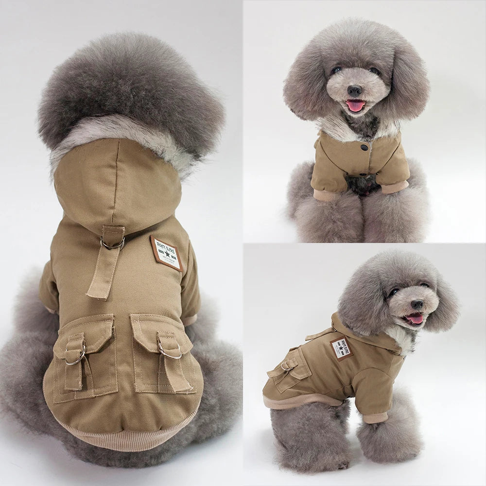Classic PU Leather Dog Jacket for Small and Medium Breeds
