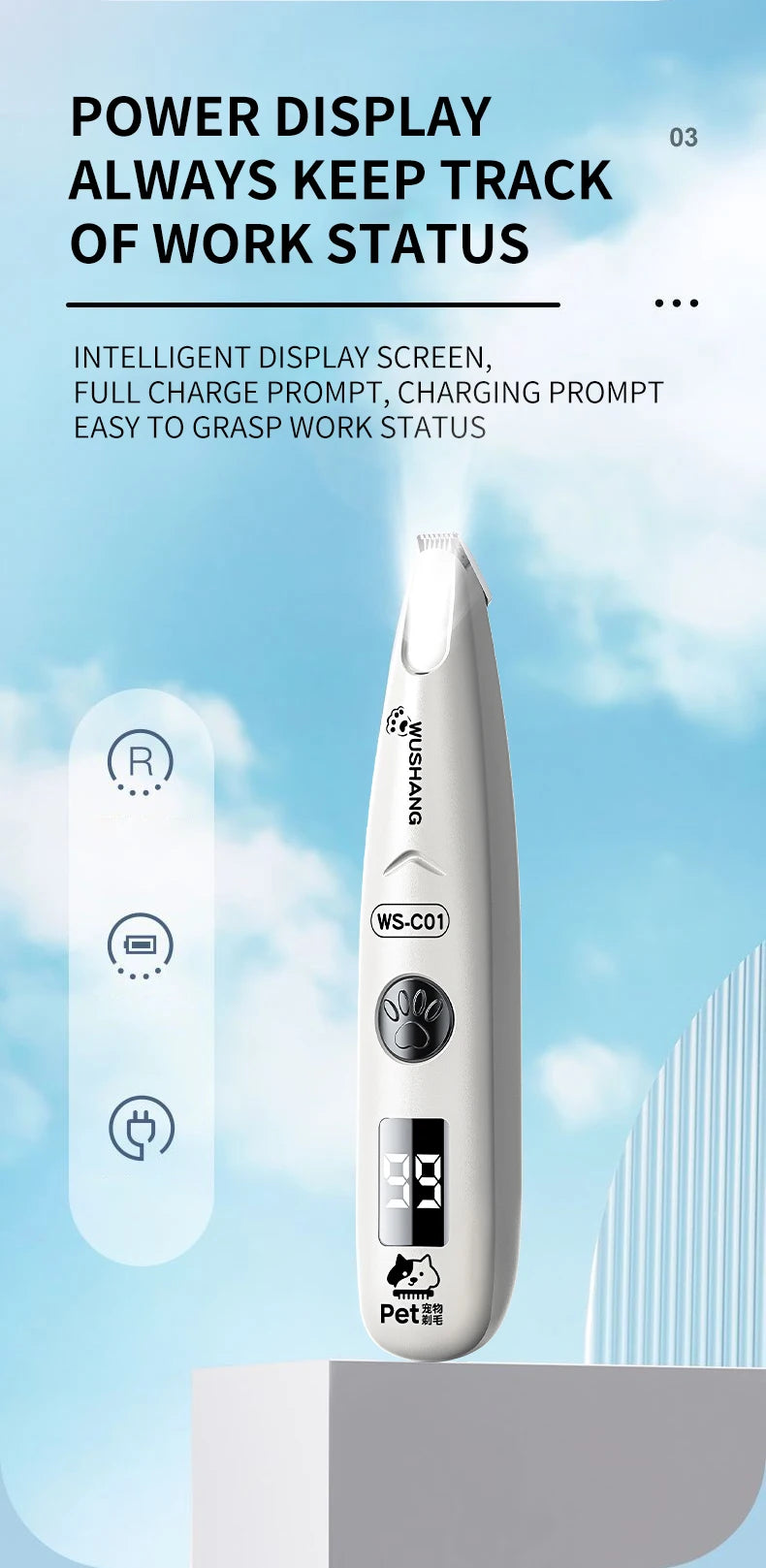 LED Pet Grooming Trimmer for Dogs and Cats