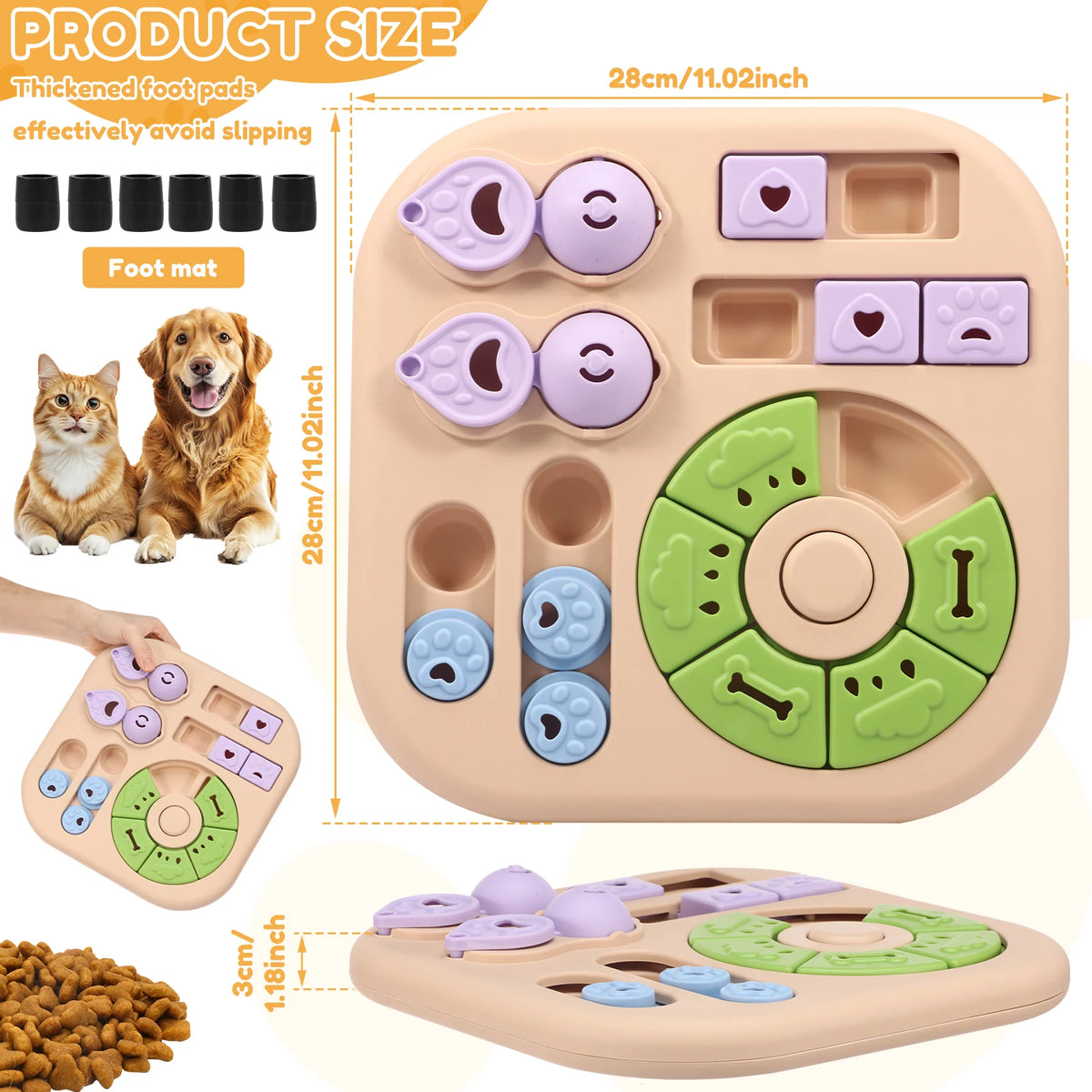 Interactive Dog Puzzle Toy with Non-Slip Base for Mental Stimulation and Slow Feeding
