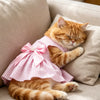 Striped Bow Pet Dress with Elastic Waistband