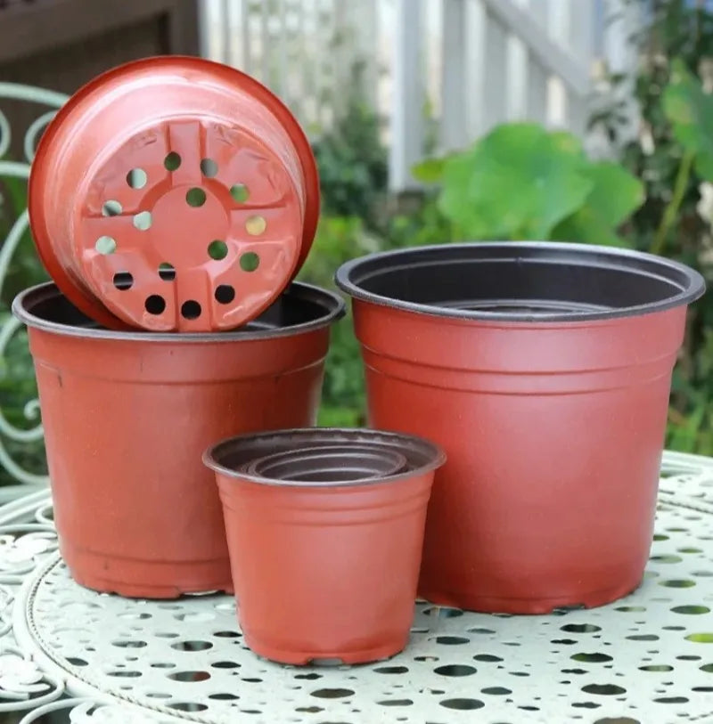 Plastic Plant Nursery Pots with Drainage Holes (Set of 10)