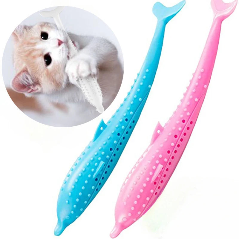 Cat Teeth Brushing Toy: Fish-Shaped Silicone Chew Toy