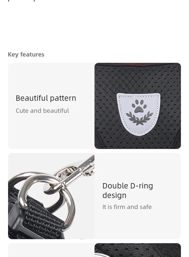 Reflektierendes Mesh-Hundegeschirr mit Leine