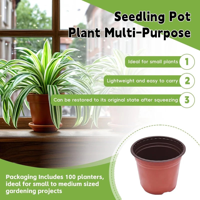 Plastic Plant Nursery Pots with Drainage Holes (Set of 10)