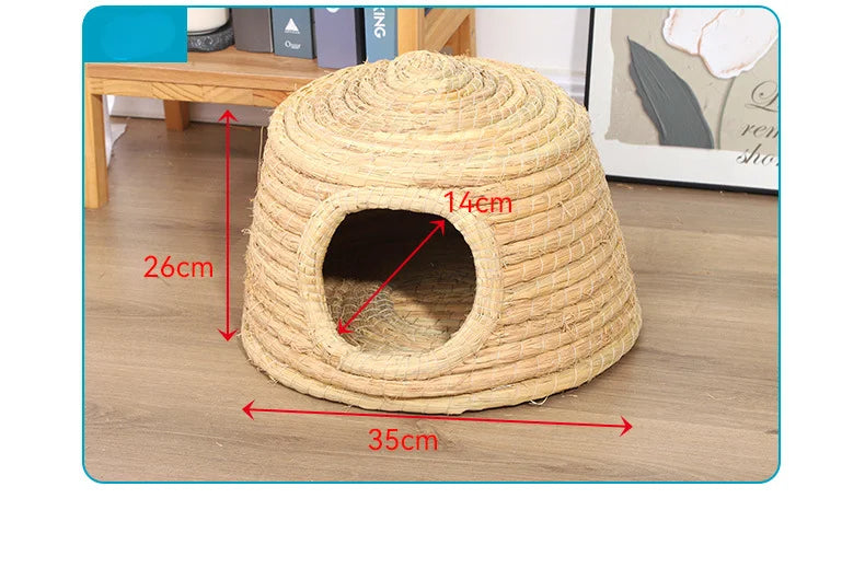 Handwoven Natural Straw Rabbit Grass Mat for Small Pets