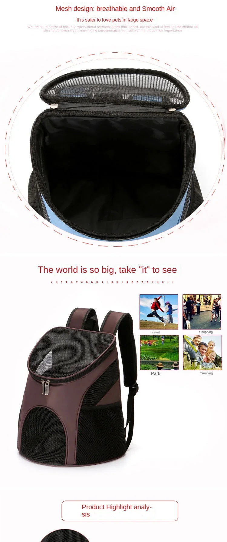 Zusammenklappbarer Katzenrucksack