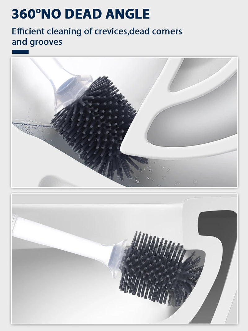 Porte-brosse WC mural réutilisable avec long manche