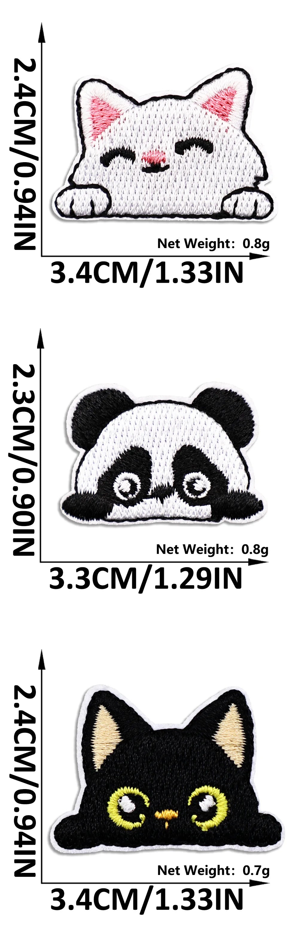 Cat Embroidered Iron-On Patch – Cute Pocket-Sized Appliqué for Clothing & Crafts