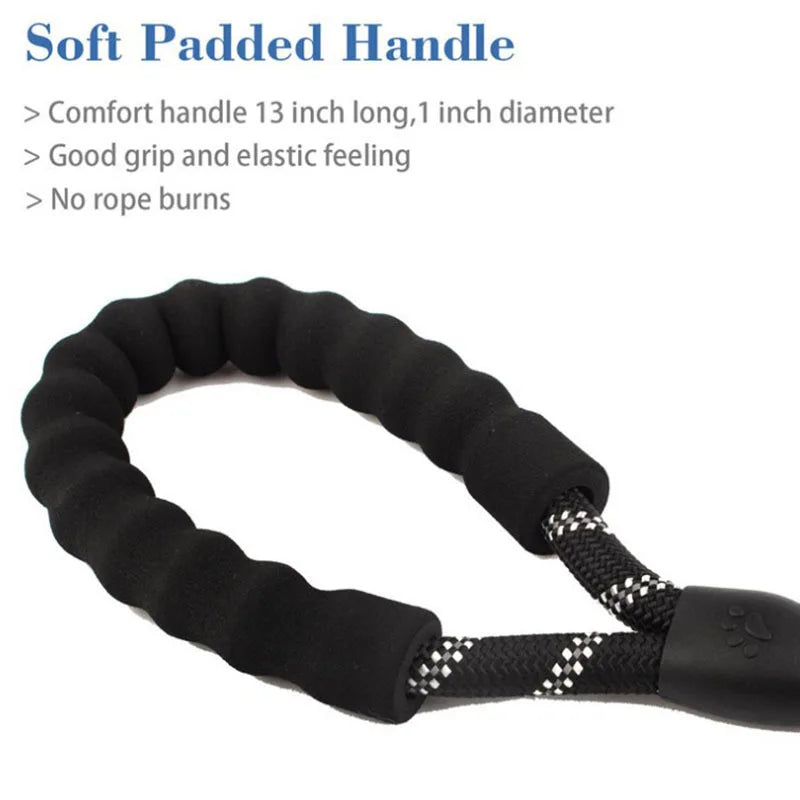 Reflective Dog Leash with Padded Handle - Heavy Duty Double Rope