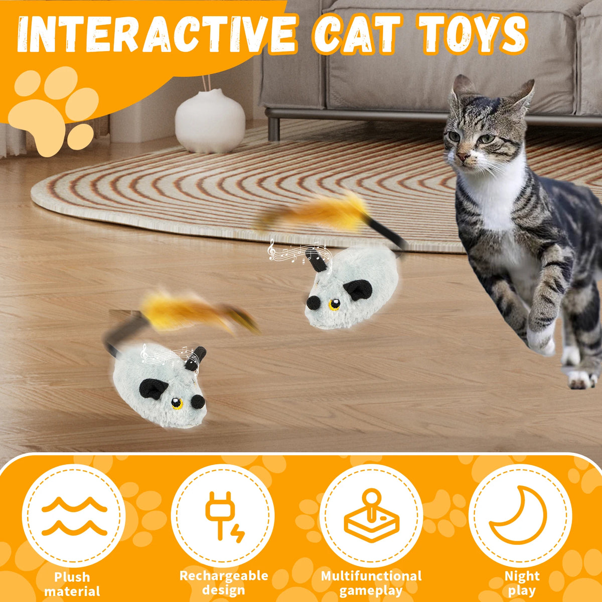 Interaktive Katzenspielzeuge mit Plüschmäusen und Fernbedienung für unterhaltsames Spielen
