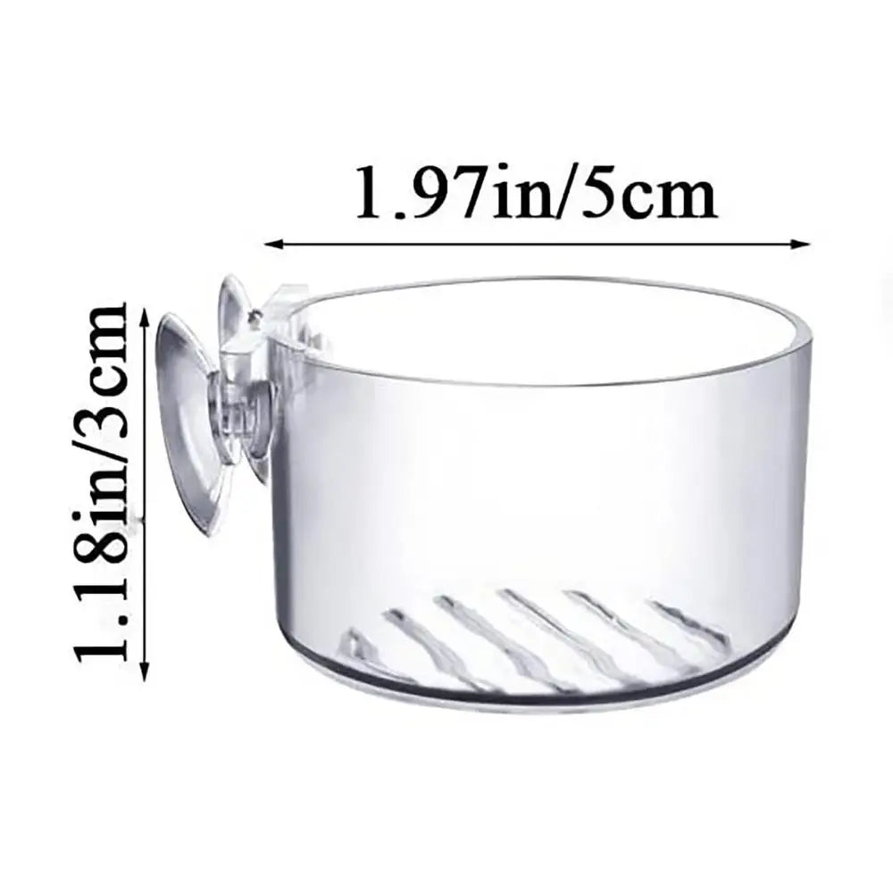 Clear acrylic aquarium plant cup with a suction holder, measuring 1.97 inches in diameter.