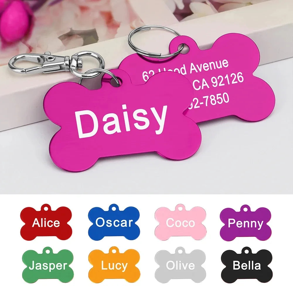 Personalized Bone-Shaped Pet ID Tag with Custom Engraving