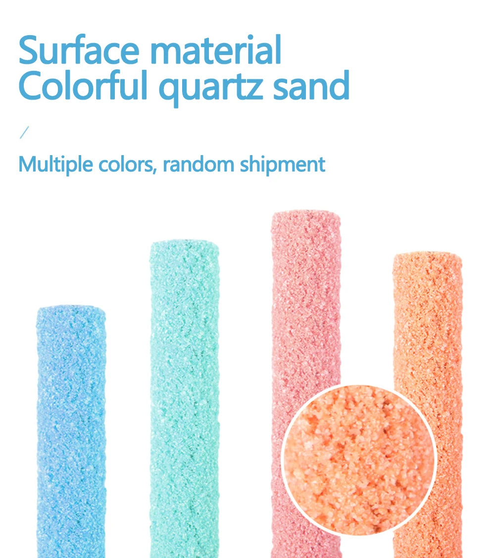 Colored Quartz Sand Bird Perch with Natural Wood Base