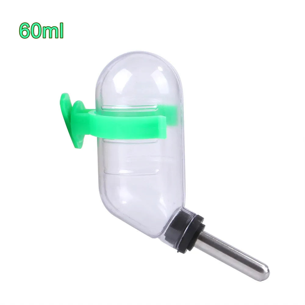 Klarer Plastik-Halterungstrinkflasche mit grüne Silikonklemme und Metallspitze.