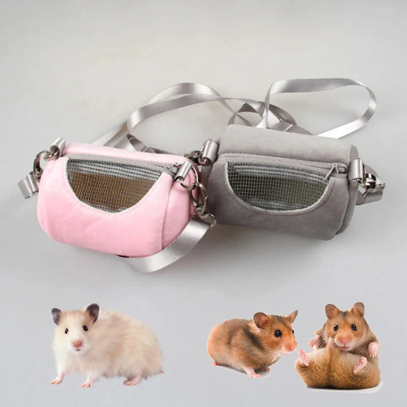 Mesh-Panel Hamster Crossbody Carrier
