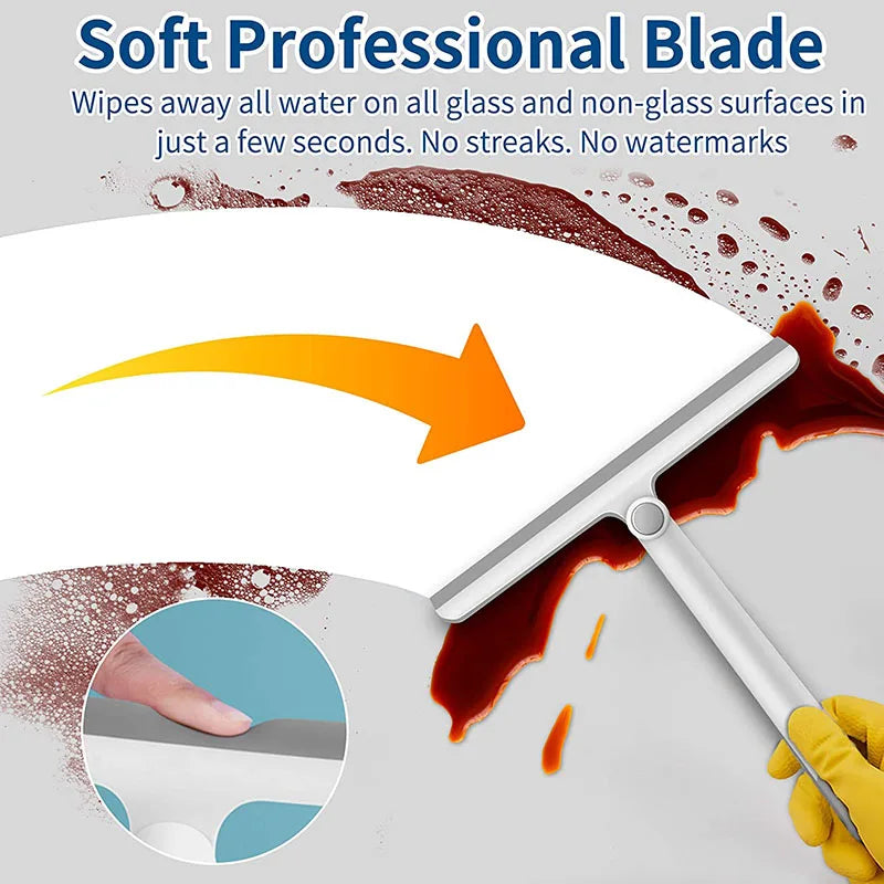 360° Rotating Shower Squeegee with Silicone Holder