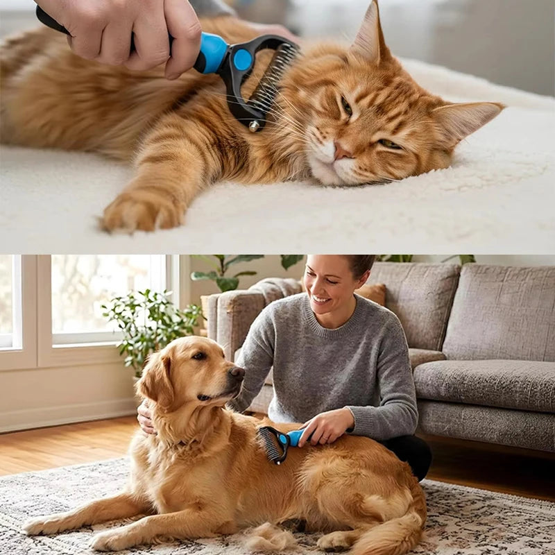Double-Sided Undercoat Rake for Dogs and Cats