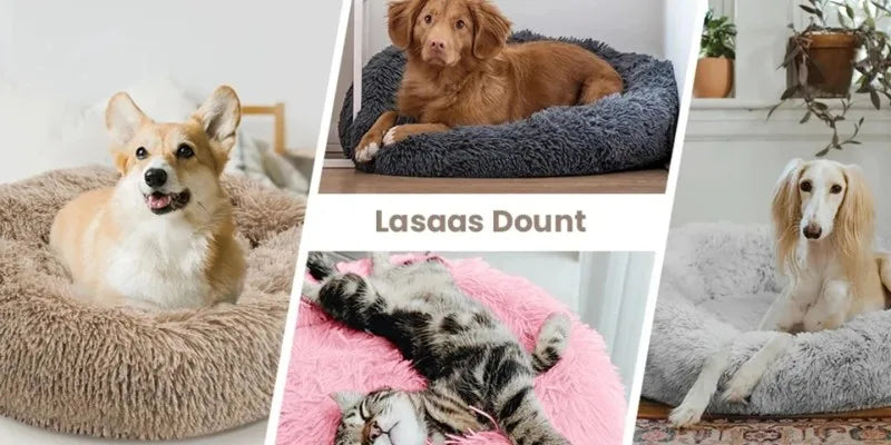Lit Donut en Peluche Confortable pour Chat