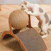 Balle à griffer 2-en-1 pour chat avec support en bois