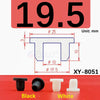 Black and white silicone rubber hole plugs shown next to a measurement diagram for XY-8051