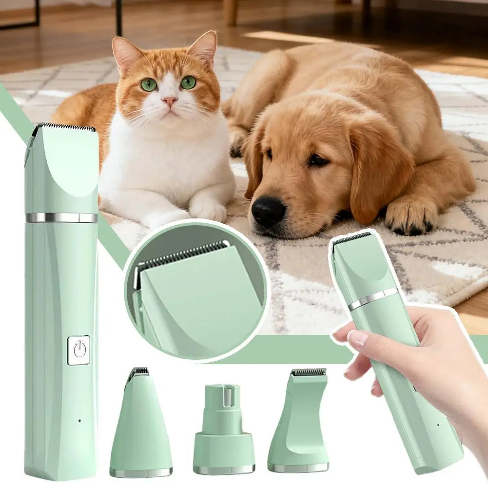 4-in-1 Rechargeable Pet Grooming Kit with Dual-Speed Ceramic Blade