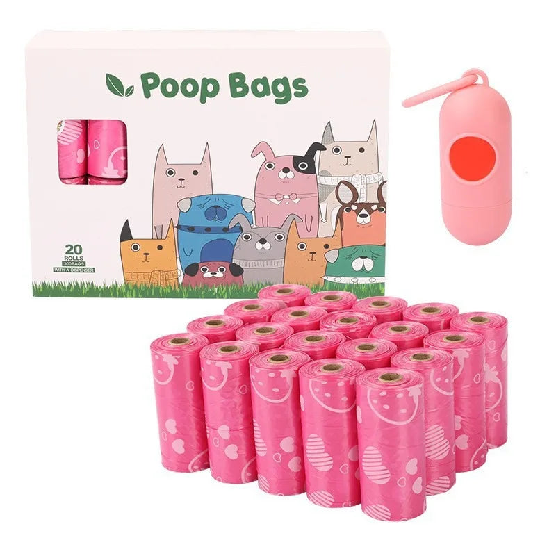 Extra Thick Leak-Proof Dog Poop Bags with Dispenser – Cute Heart Print