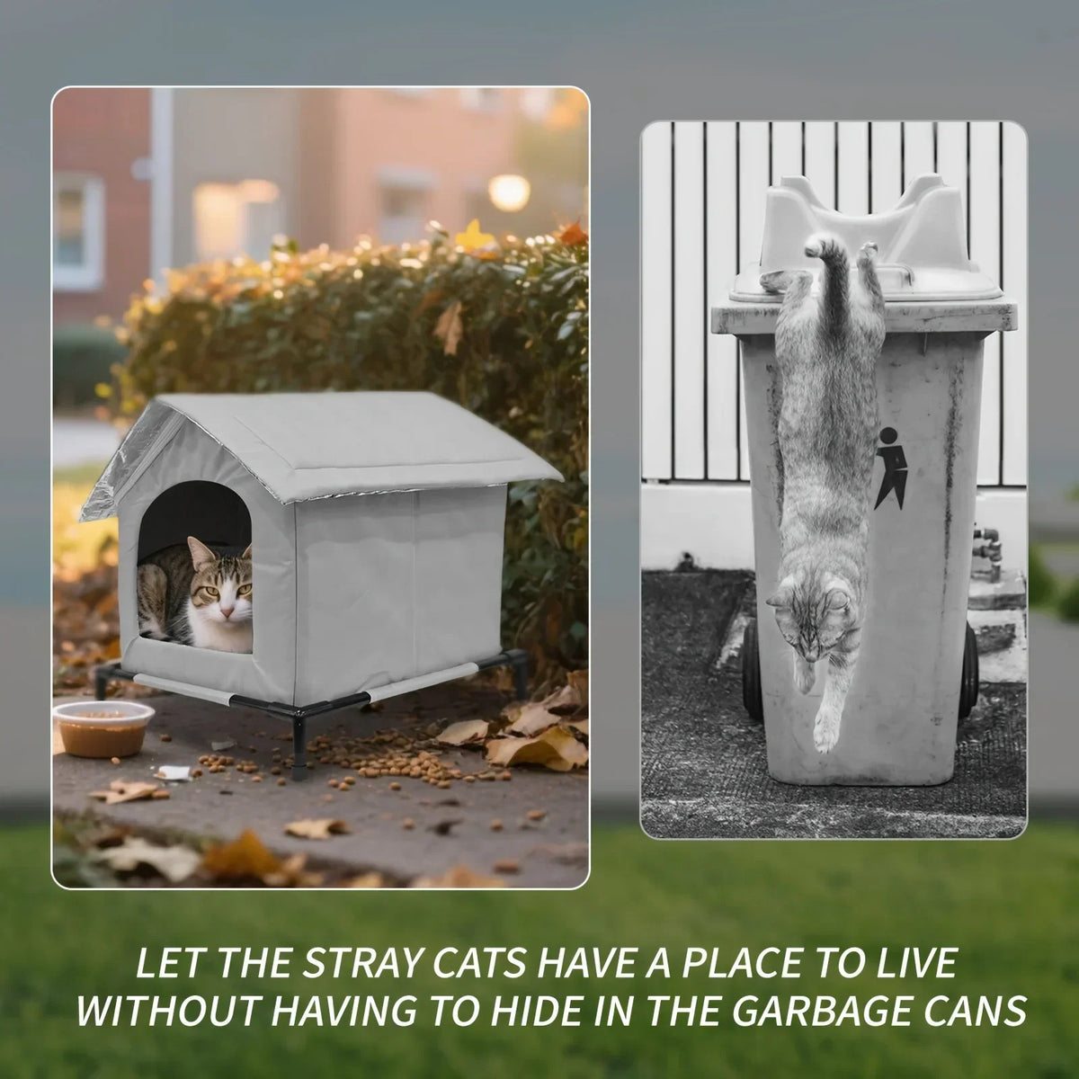 Outdoor Cat House with Heated Insulation and Raised Waterproof Base