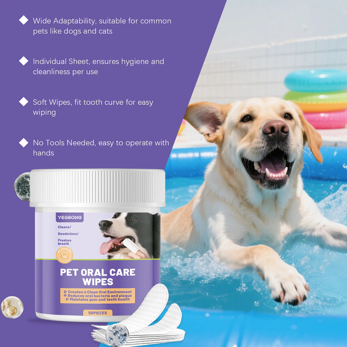 Pet Dental Care Wipes for Dogs and Cats