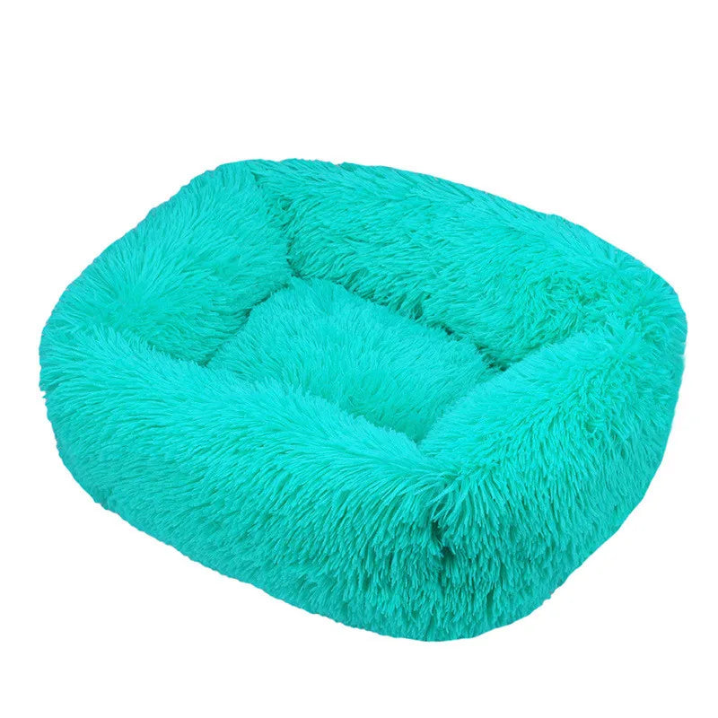Lit carré en peluche de luxe pour chien