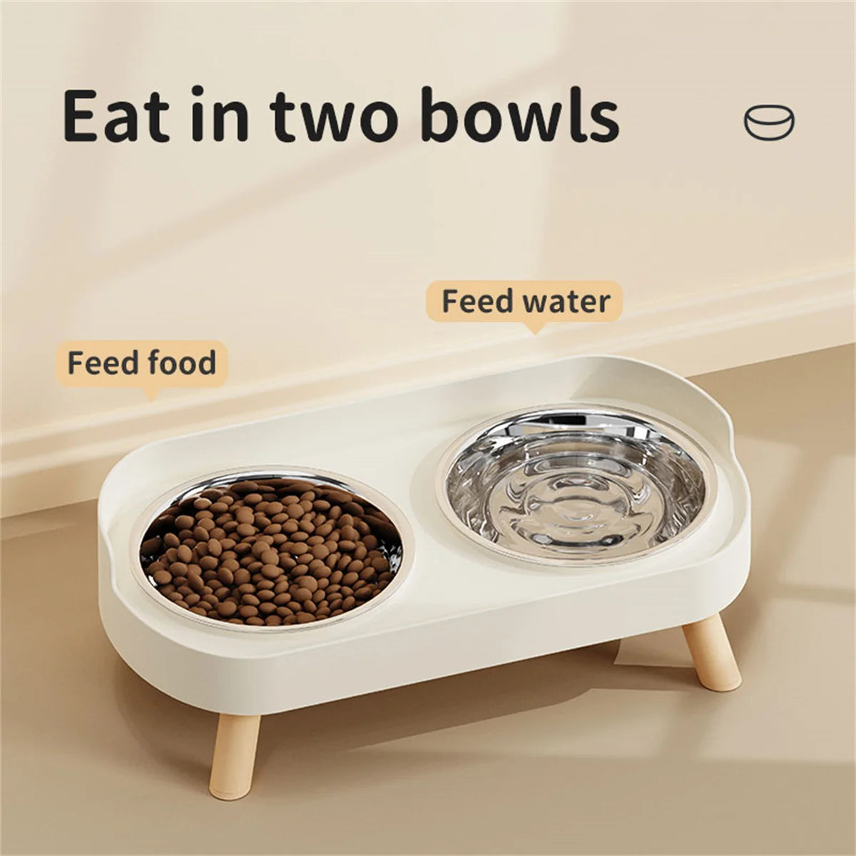 Colorful Double Dog Bowl Set with Stainless Steel and Plastic Base