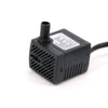 A black submersible aquarium water pump with a nozzle and electrical cord.
