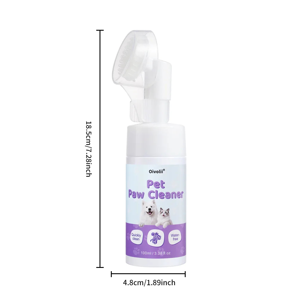 Waterless Paw Foam Cleaner with Built-In Silicone Brush