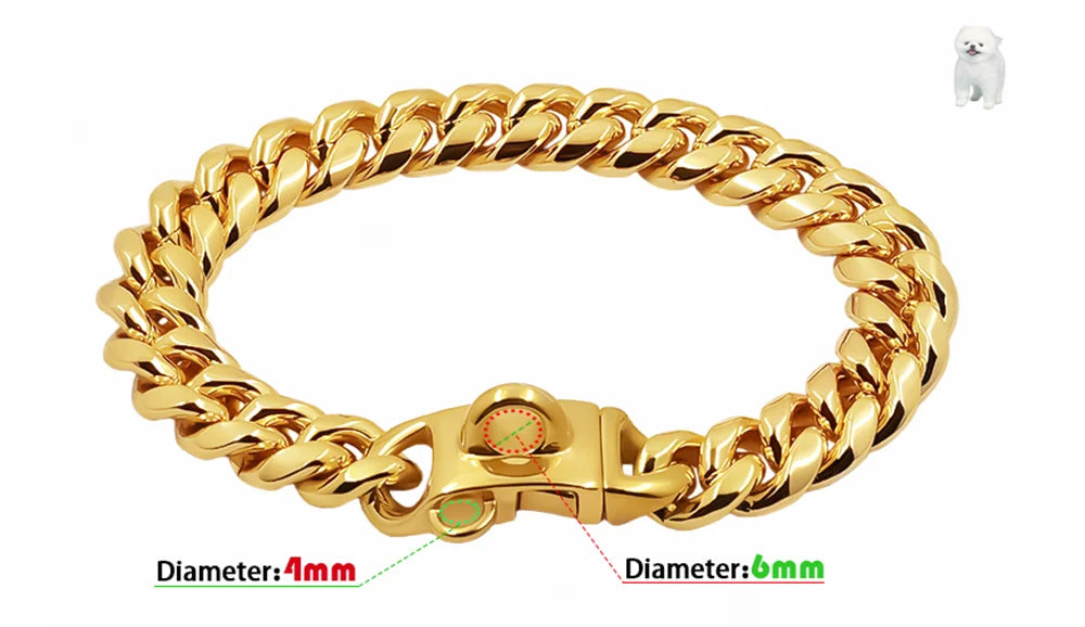 Stainless Steel Cuban Link Dog Collar
