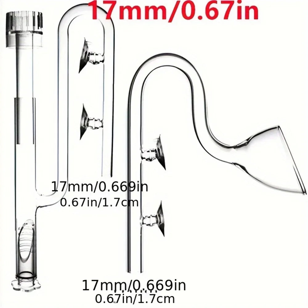 Klares Glaslilien-Pipe mit gebogener und gerader Röhre, 17mm/0,67 Zoll.
