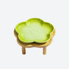 Ceramic Pet Bowl with Wood Stand – Elegant Bow Knot Design