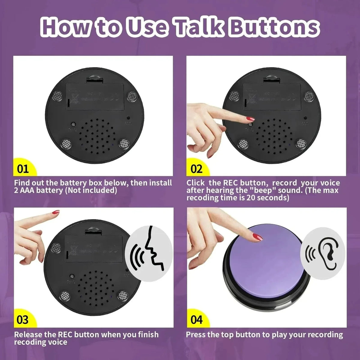 Recordable Pet Communication Button for Training and Play