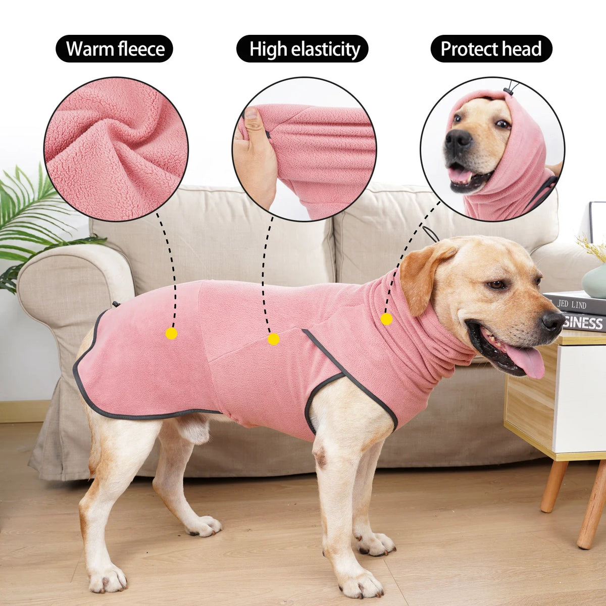 Cozy Fleece Dog Sweater with High Collar and Leg Straps