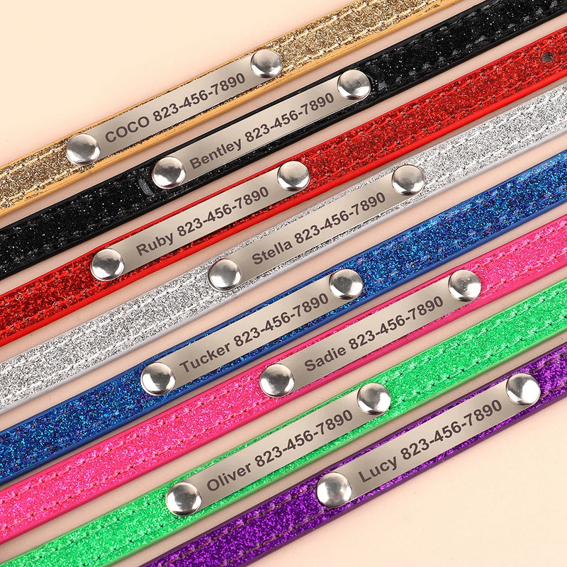 Individuell gravierte Leder-Hundehalsband mit ID-Tag